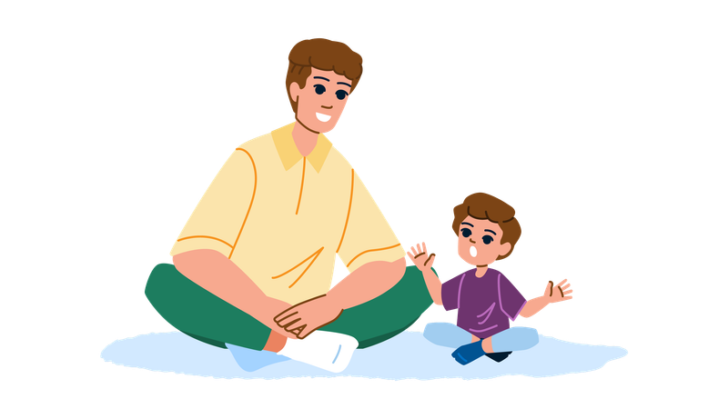 Father and son are talking  イラスト