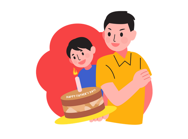 Father and Son Birthday Celebration  Illustration