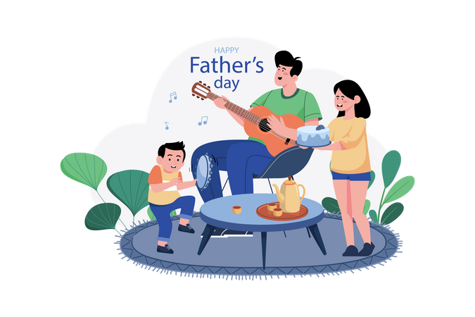 Father and son celebrate Father's Day Illustration