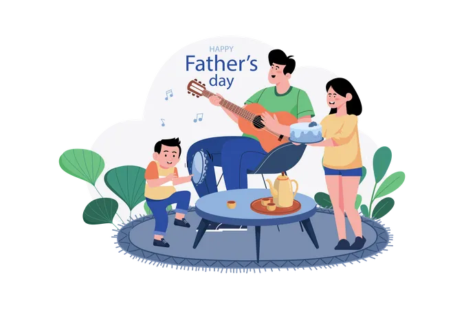 Father and son celebrate Father's Day Illustration
