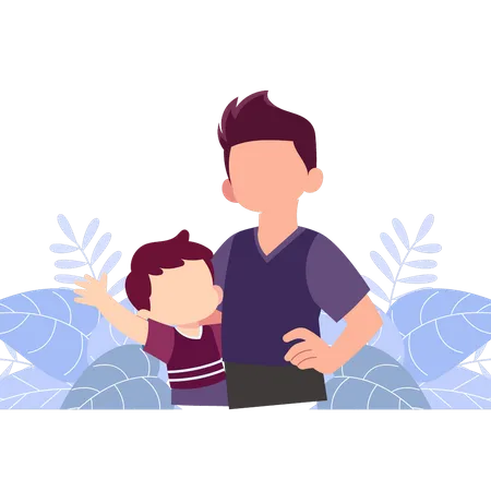 Father and son celebrating Father's Day  Illustration