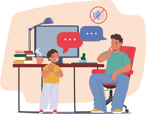 Father And Son Communicating Using Sign Language at Home  Illustration