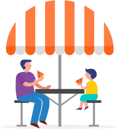 Father and son eating ice cream Illustration