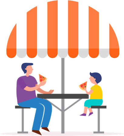 Father and son eating ice cream  Illustration