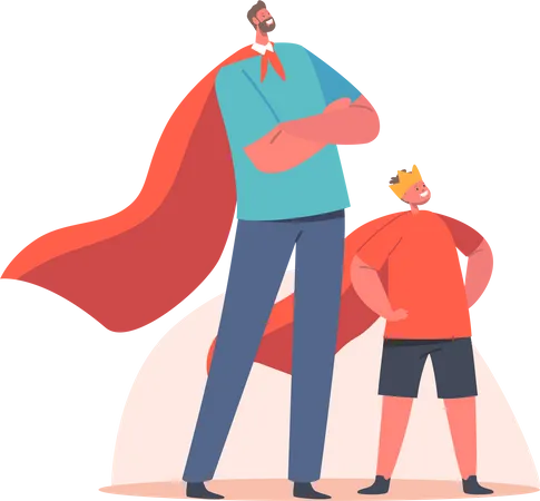 Father and son feeling like superman  Illustration