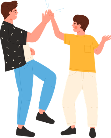 Father and son giving high five  Illustration