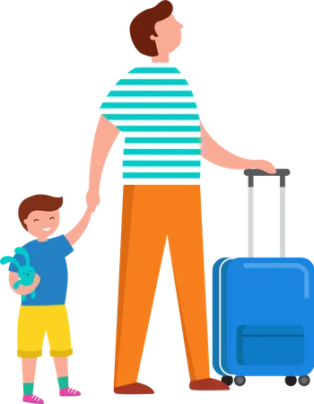 Father and son going on trip  Illustration