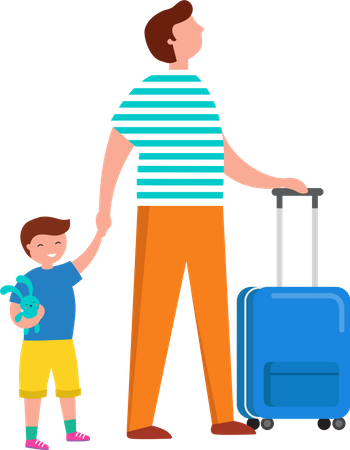 Father and son going on trip  Illustration