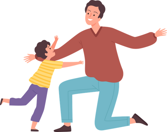 Father and son hugging Illustration