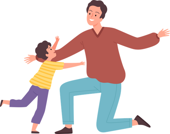 Father and son hugging  Illustration