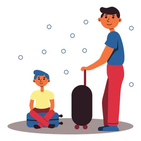 Father and son on vacation Illustration