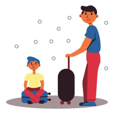 Father and son on vacation  Illustration