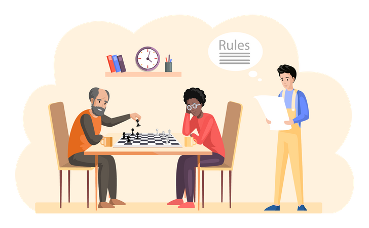 Father and son playing chess Illustration