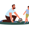 father and son playing illustrations