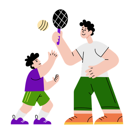 Father and son playing  Illustration