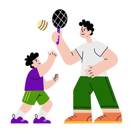 Father and son playing  Illustration