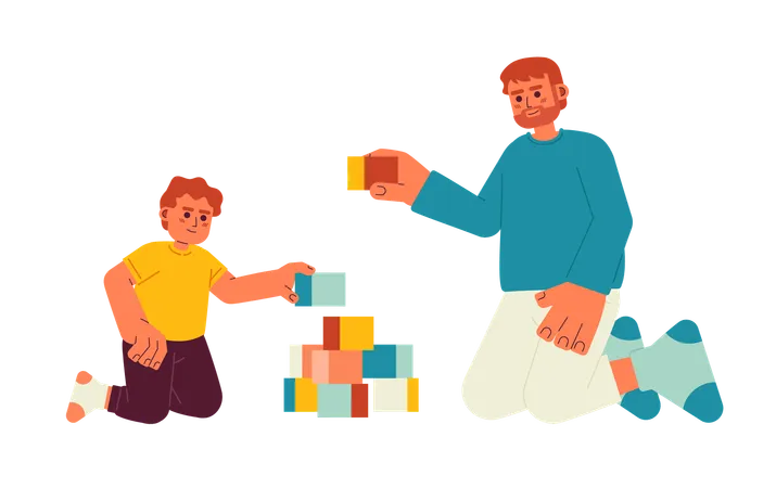 Father and son playing  Illustration