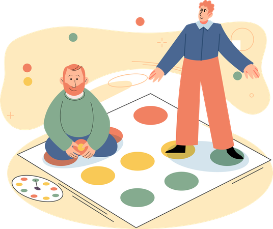 Father and son playing and spend time together  Illustration