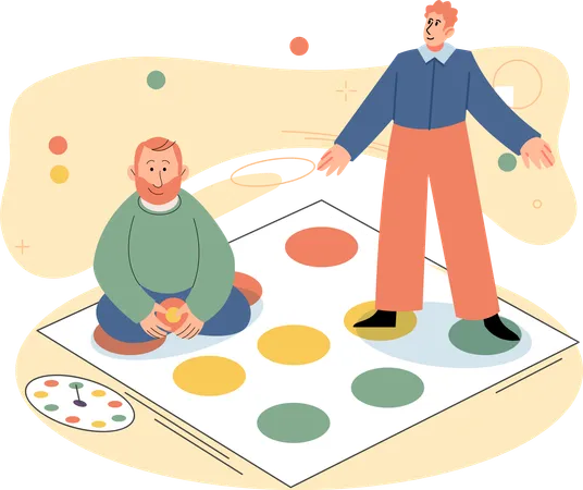 Father and son playing and spend time together  Illustration