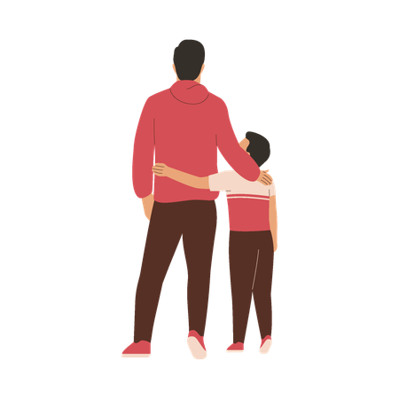 Father and son standing together  Illustration