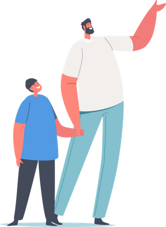 Father and son talking together Illustration
