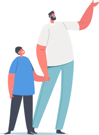 Father and son talking together  Illustration