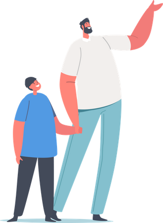 Father and son talking together  Illustration