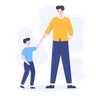 father walking to son illustration svg