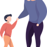 father and son walking together illustration svg