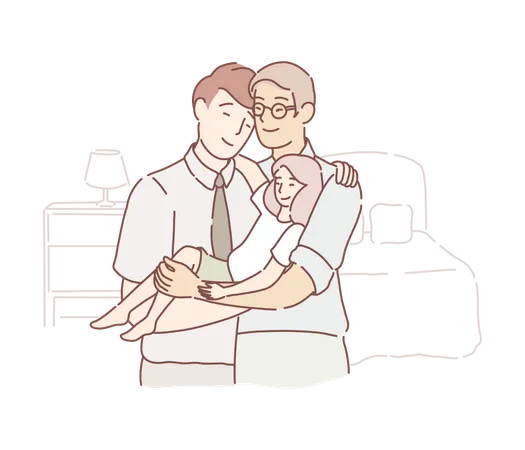 Father carrying daughter  Illustration