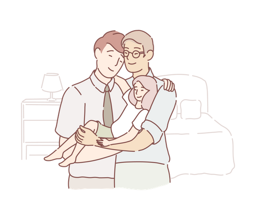 Father carrying daughter  Illustration