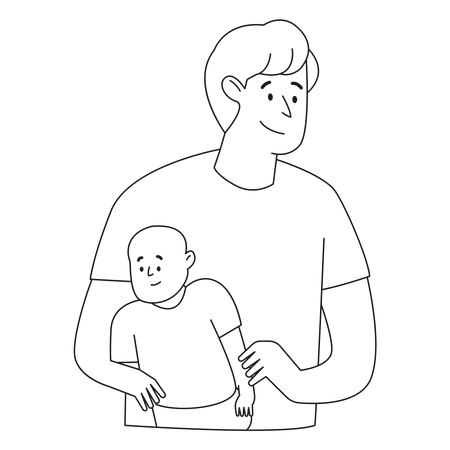 Father Carrying son Illustration
