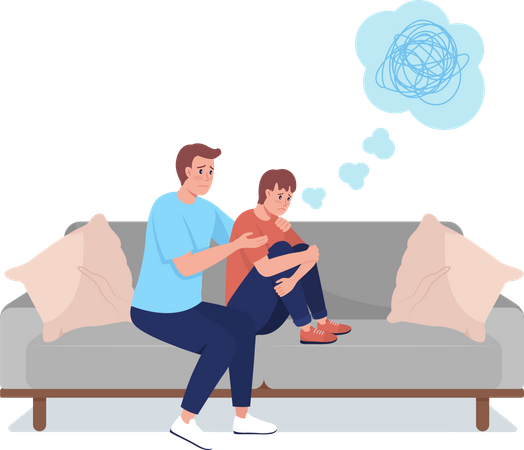 Father counseling son  Illustration