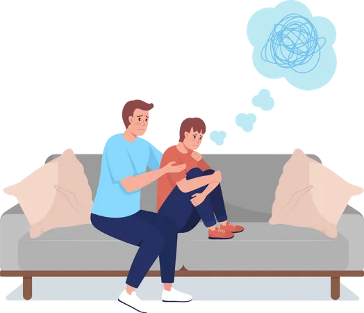 Father counseling son Illustration