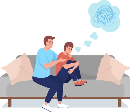 Father counseling son  Illustration