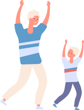 Father dancing with son Illustration