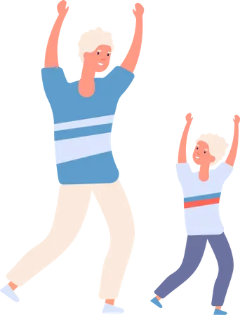 Father dancing with son Illustration