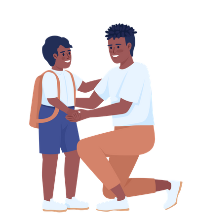 Father encouraging child to go to school  Illustration