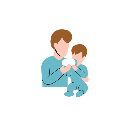 Father feeding milk to baby  Illustration