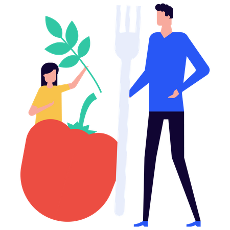 Father give healthy diet to daughter Illustration