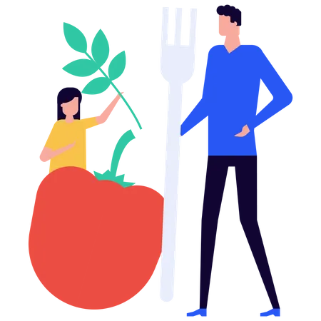 Father give healthy diet to daughter  Illustration