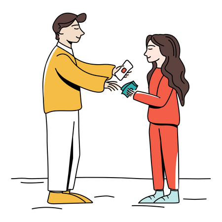 Father giving financial freedom to daughter  Illustration