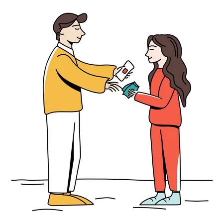 Father giving financial freedom to daughter Illustration