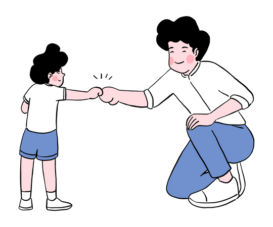 Father giving fist bump to son  Illustration