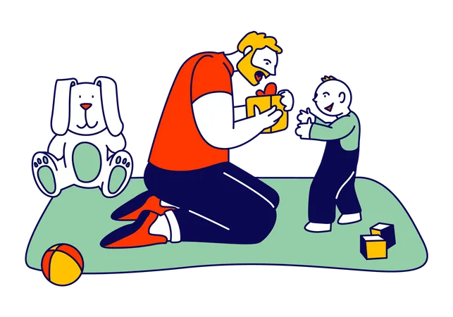 Father giving gift to his son Illustration