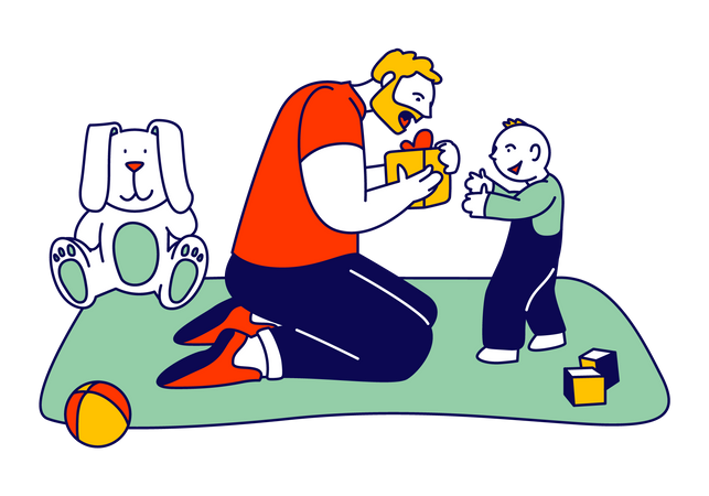 Father giving gift to his son  Illustration