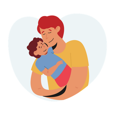 Father Holding a Baby Illustration