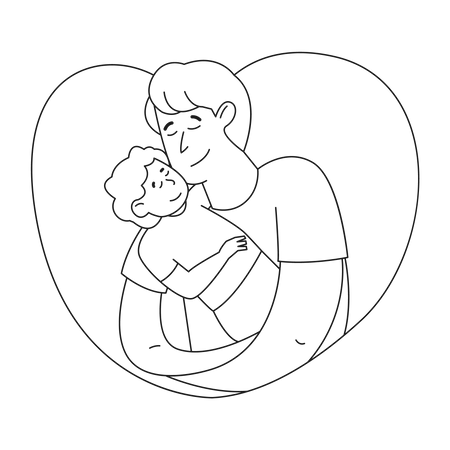 Father Holding a Baby Illustration