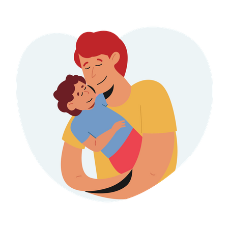 Father Holding a Baby  Illustration