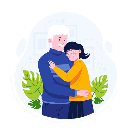 Father holding daughter  Illustration